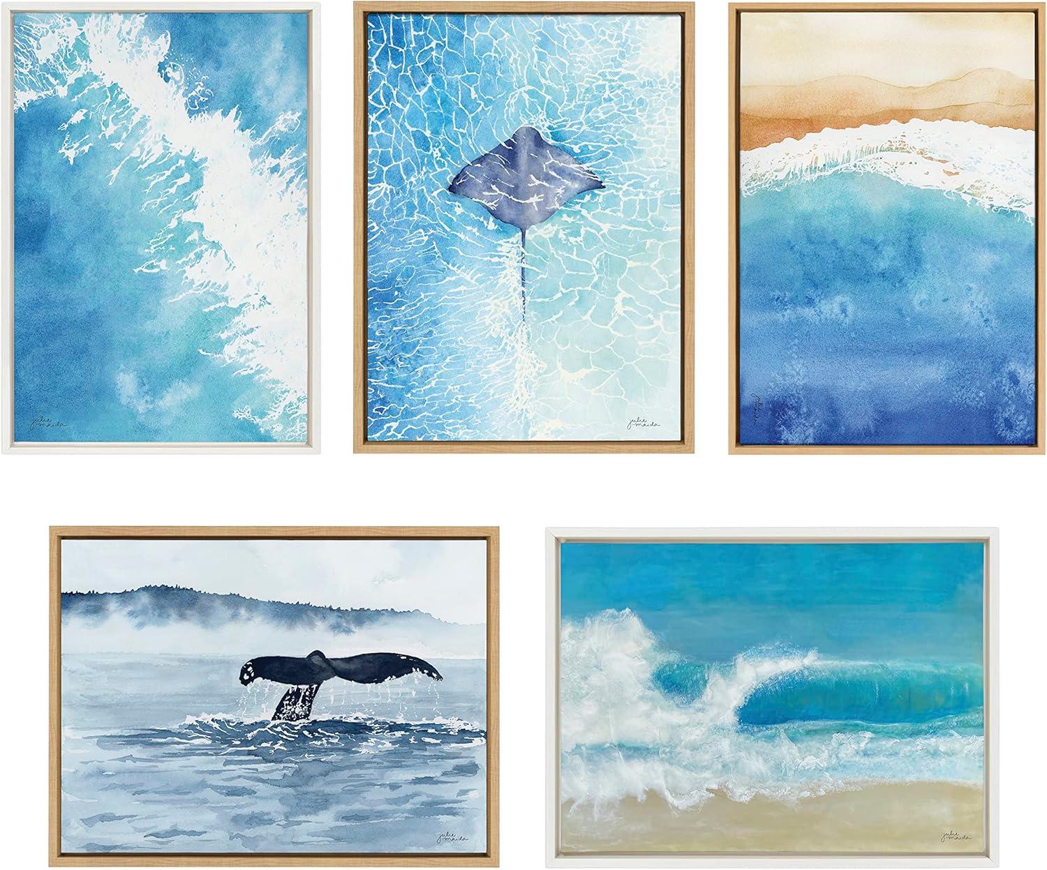 18" x 24" Sylvie Whale Watching Framed Canvas by Julie Maida - Kate & Laurel All Things Decor