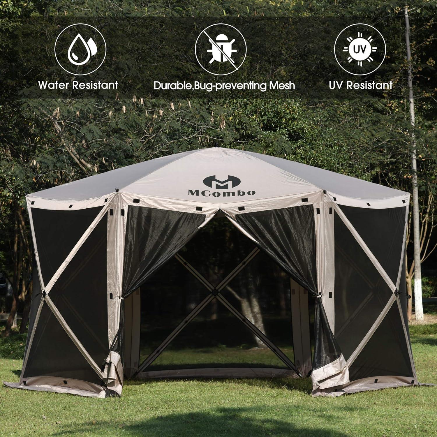 Gazebo Tent Pop-Up Portable 4/5/6-Sided Hub Durable Screen Tent Netted Gazebo Waterproof Pavilion