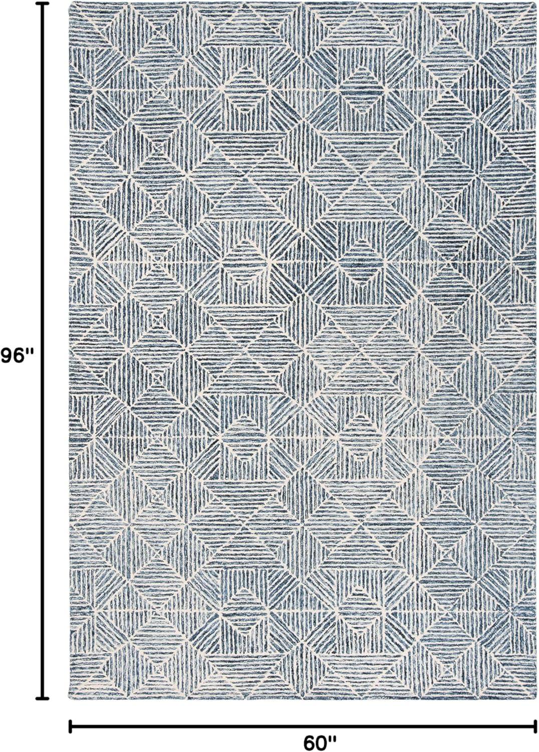 SAFAVIEH Abstract Brock Geometric Area Rug, Blue/Ivory, 5' x 8'