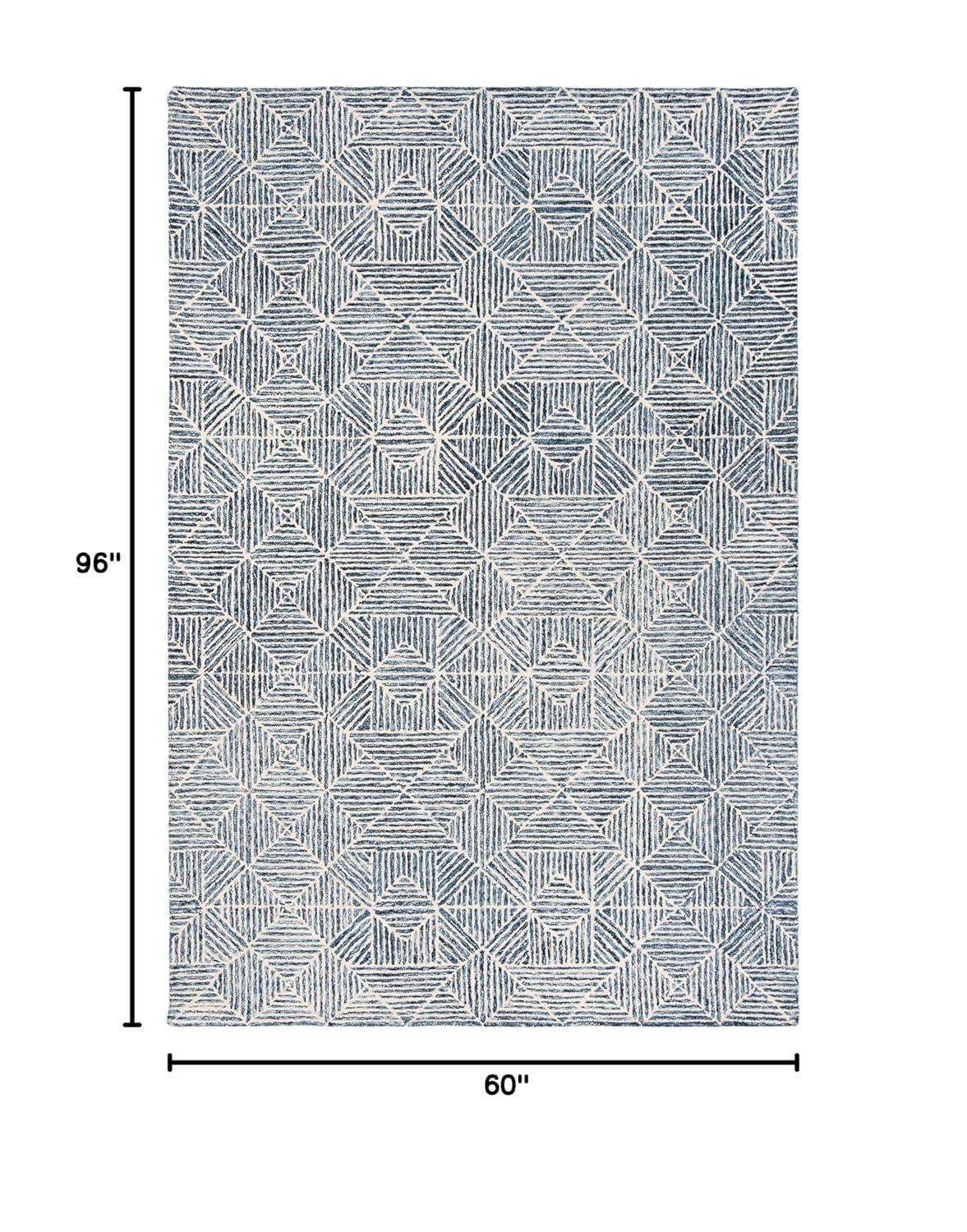 SAFAVIEH Abstract Brock Geometric Area Rug, Blue/Ivory, 4' x 6'