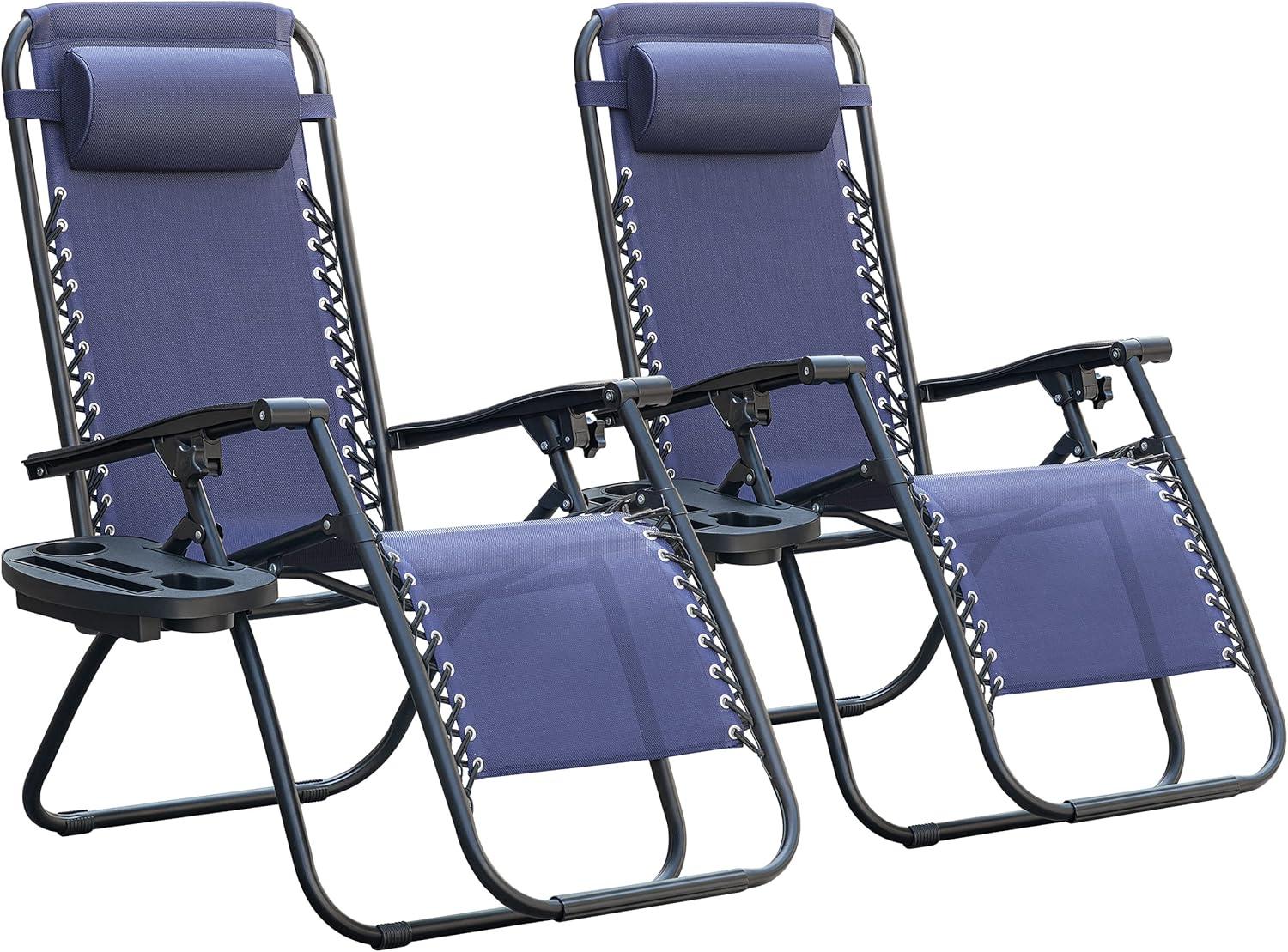 Homall Blue Steel Zero Gravity Reclining Lounger Set with Cushions