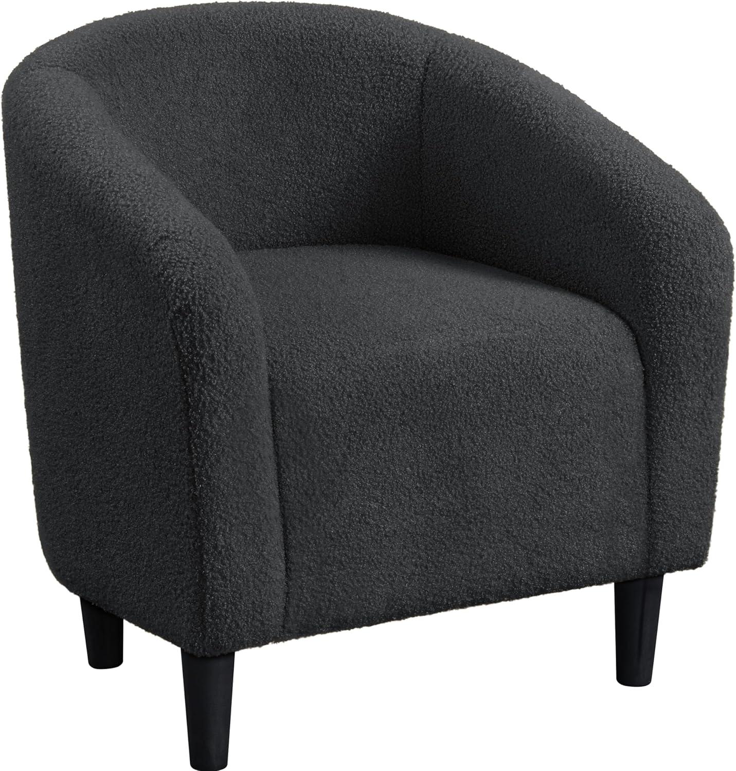 Yaheetech Upholstered Armchair Accent Barrel Chair, Dark Gray
