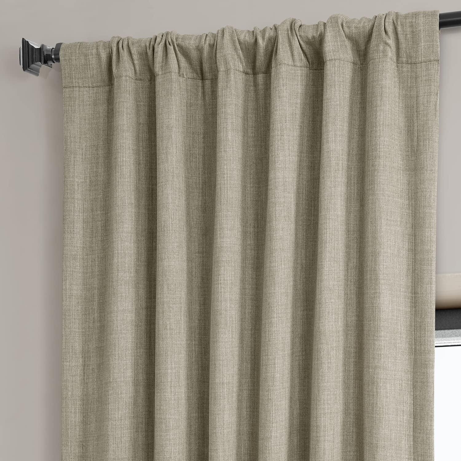 Oatmeal Faux Linen Room Darkening Curtain (1 Panel), Oatmeal, 50W X 96L