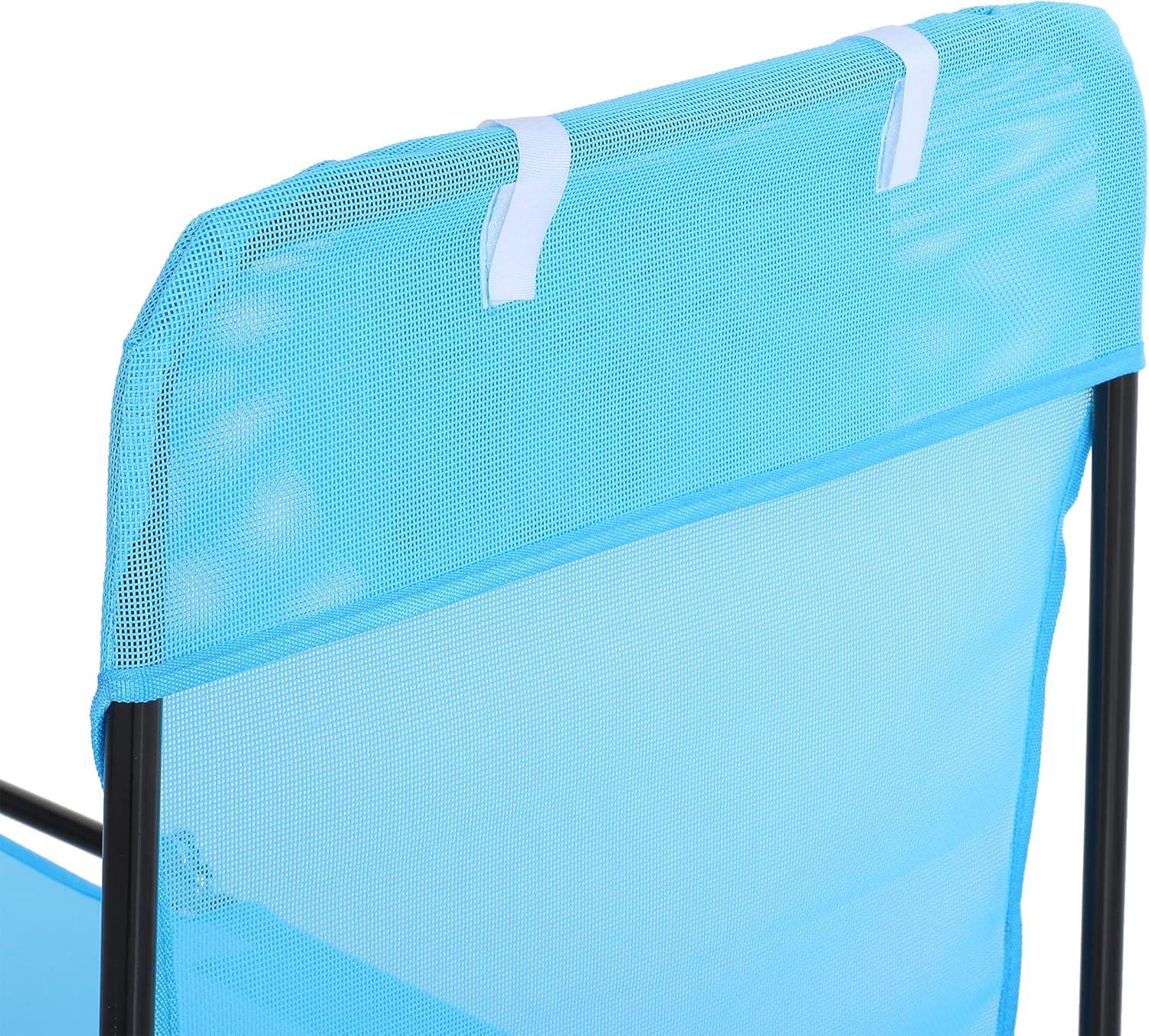 Outsunny Foldable Outdoor Chaise Lounge Chair, 5-Level Reclining Camping Tanning Chair with Breathable Mesh Fabric and Headrest, Pink
