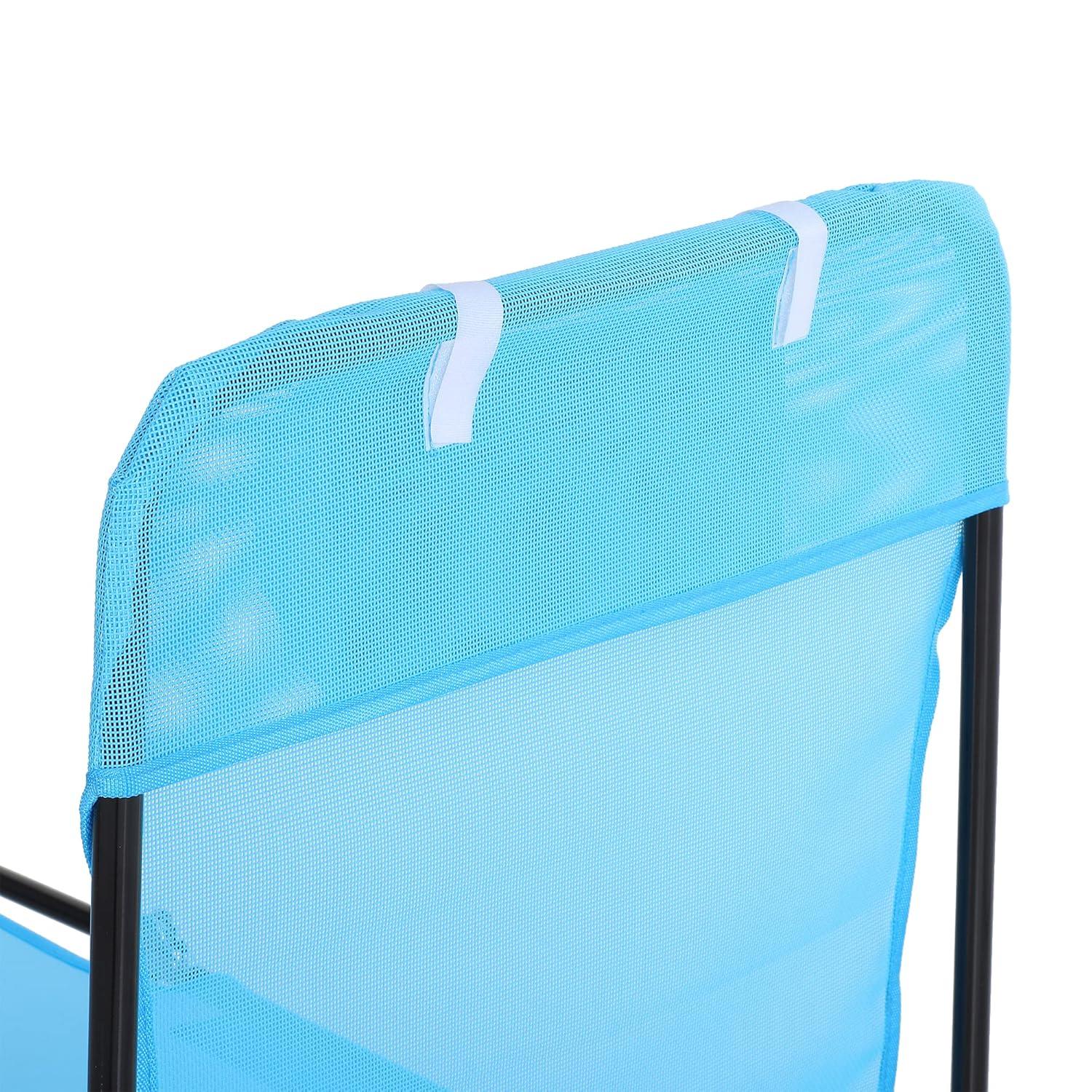 Outsunny Foldable Outdoor Chaise Lounge Chair, 5-Level Reclining Camping Tanning Chair with Breathable Mesh Fabric and Headrest, Pink