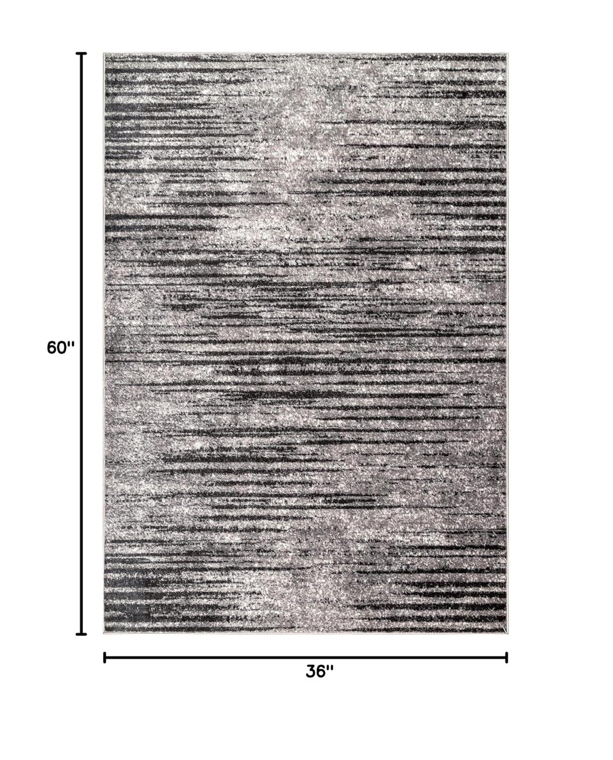 Nuloom Elsa Striped 3x5 Accent Indoor Area Rug for Living Room Bedroom Dining Room Entryway Kitchen, Grey/Ivory