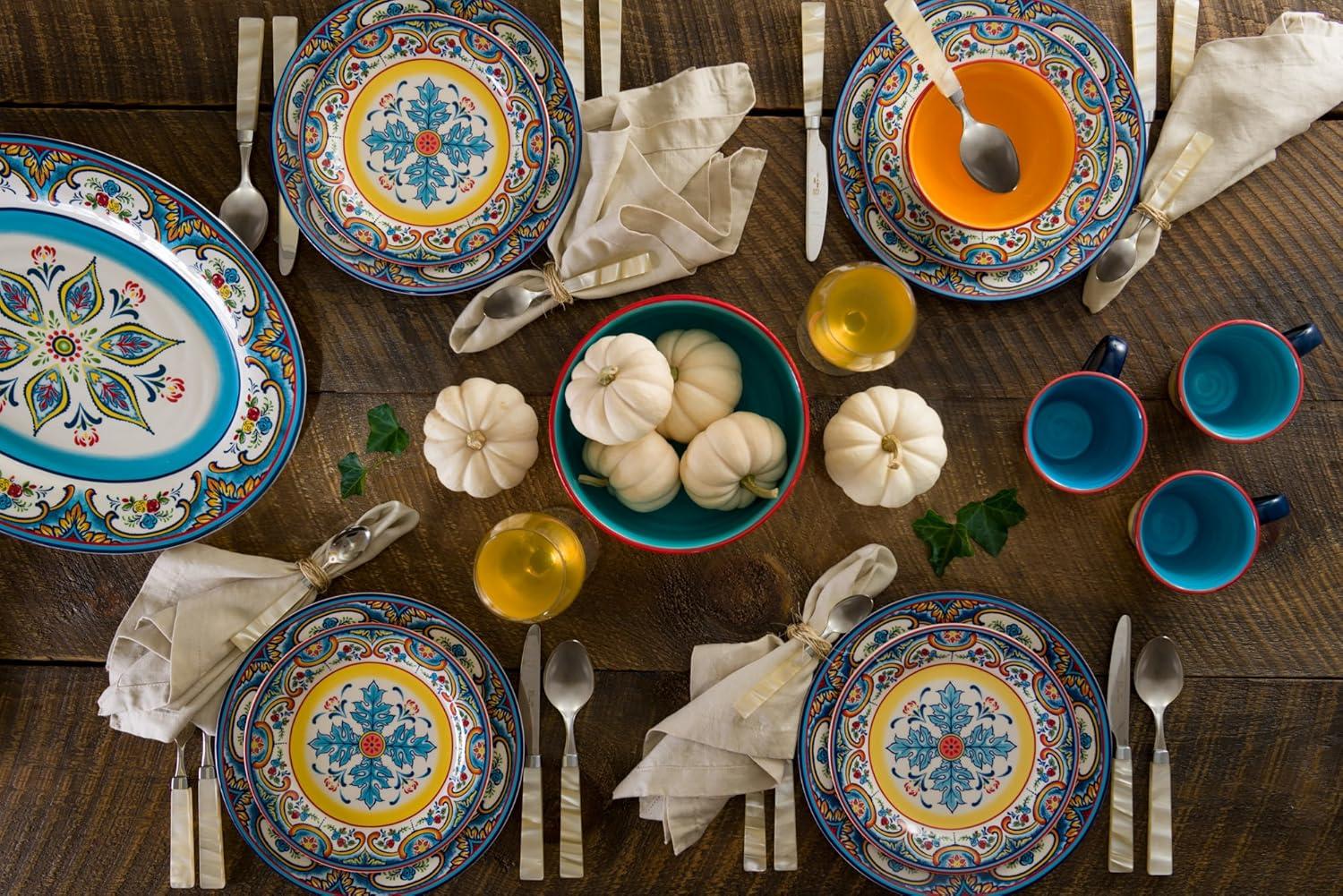 Zanzibar Multicolor Ceramic Floral 16-Piece Dinnerware Set