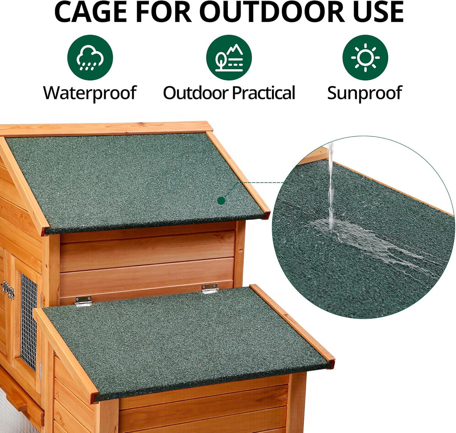 Outdoor Large Chicken Coop,Hen Run House Chicken Coops for 4-6 Chickens with Ventilation Door,Removable Tray and Ramp Garden