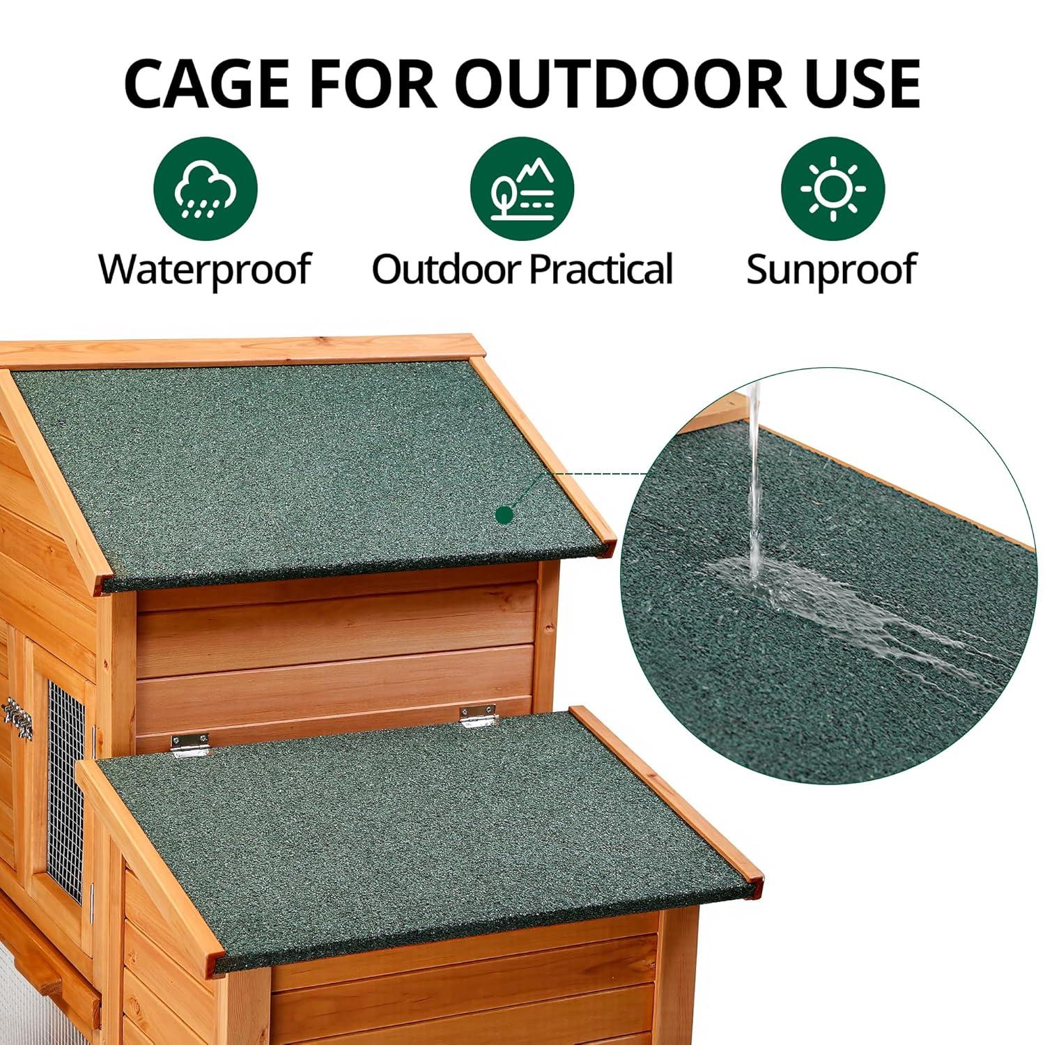 Outdoor Large Chicken Coop,Hen Run House Chicken Coops for 4-6 Chickens with Ventilation Door,Removable Tray and Ramp Garden