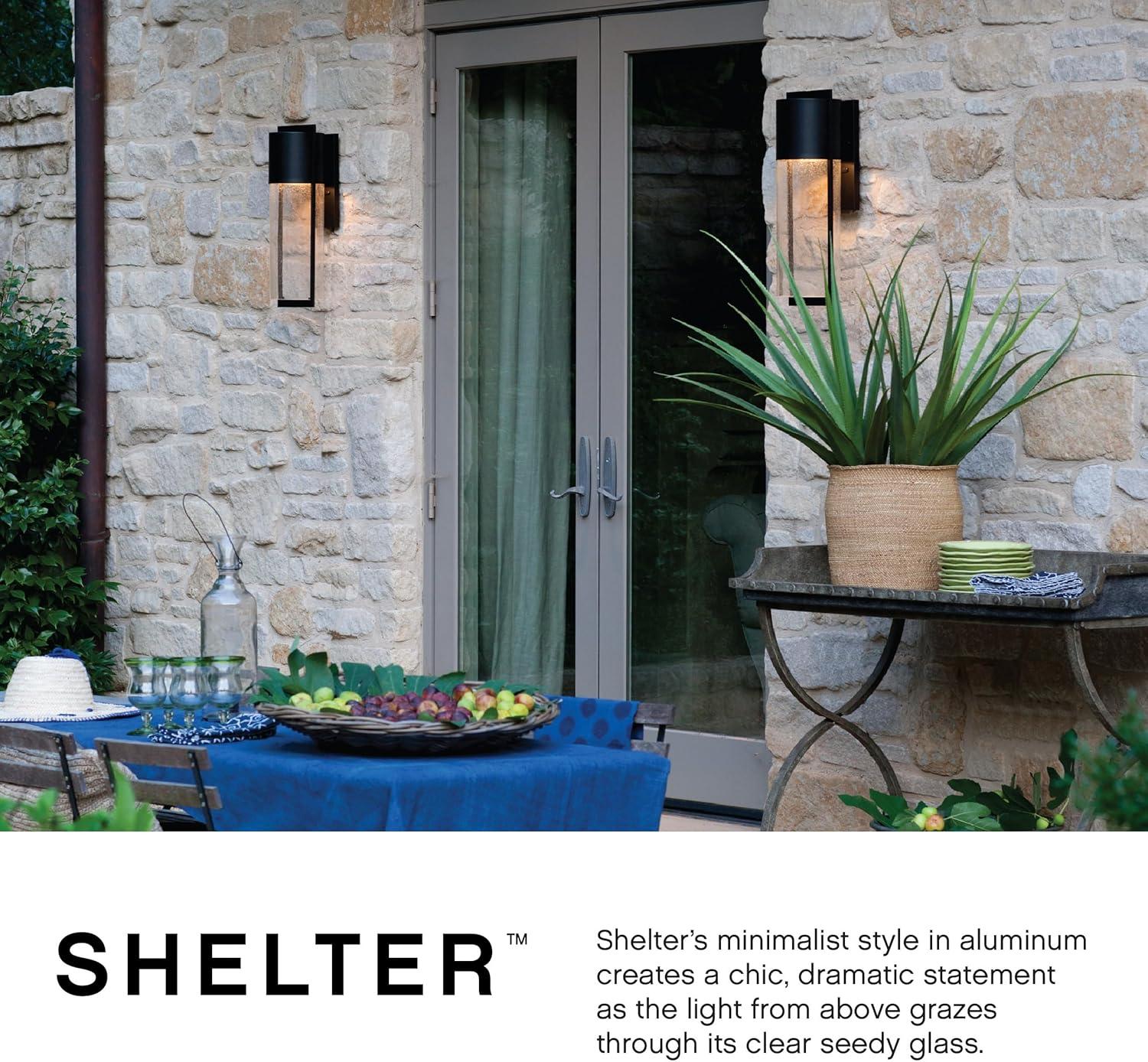 Hinkley Shelter Medium Outdoor Wall Mount Lantern - Minimalist Style, Dark Sky-Compliant, Solid Aluminum/Clear Seedy Glass - Hematite