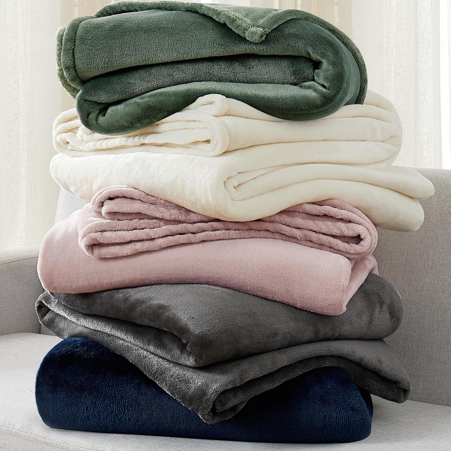 Cannon Full/Queen Solid Plush Blanket Gray: Cozy Polyester, Machine Washable, All Ages Comfort