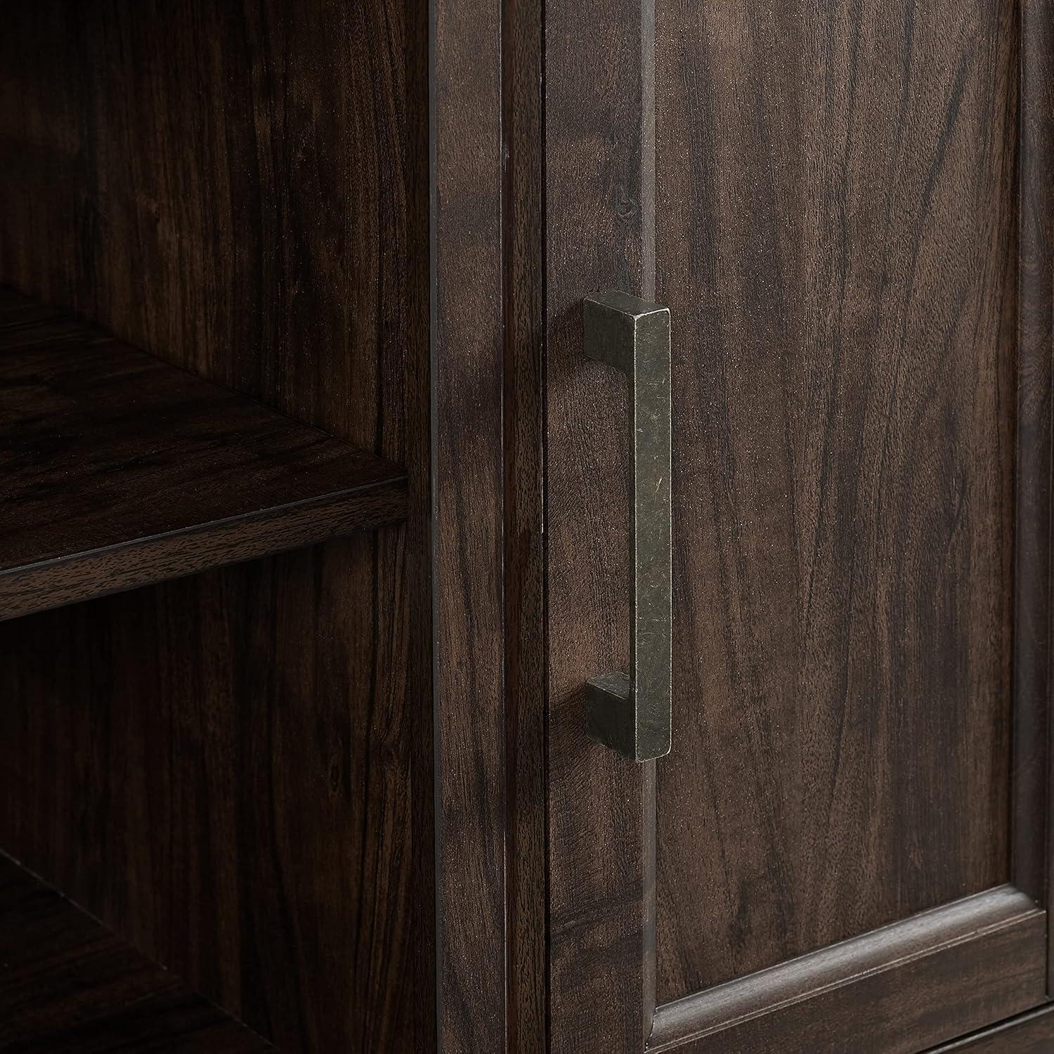 Rustic Dark Walnut Corner TV Stand with Cabinets