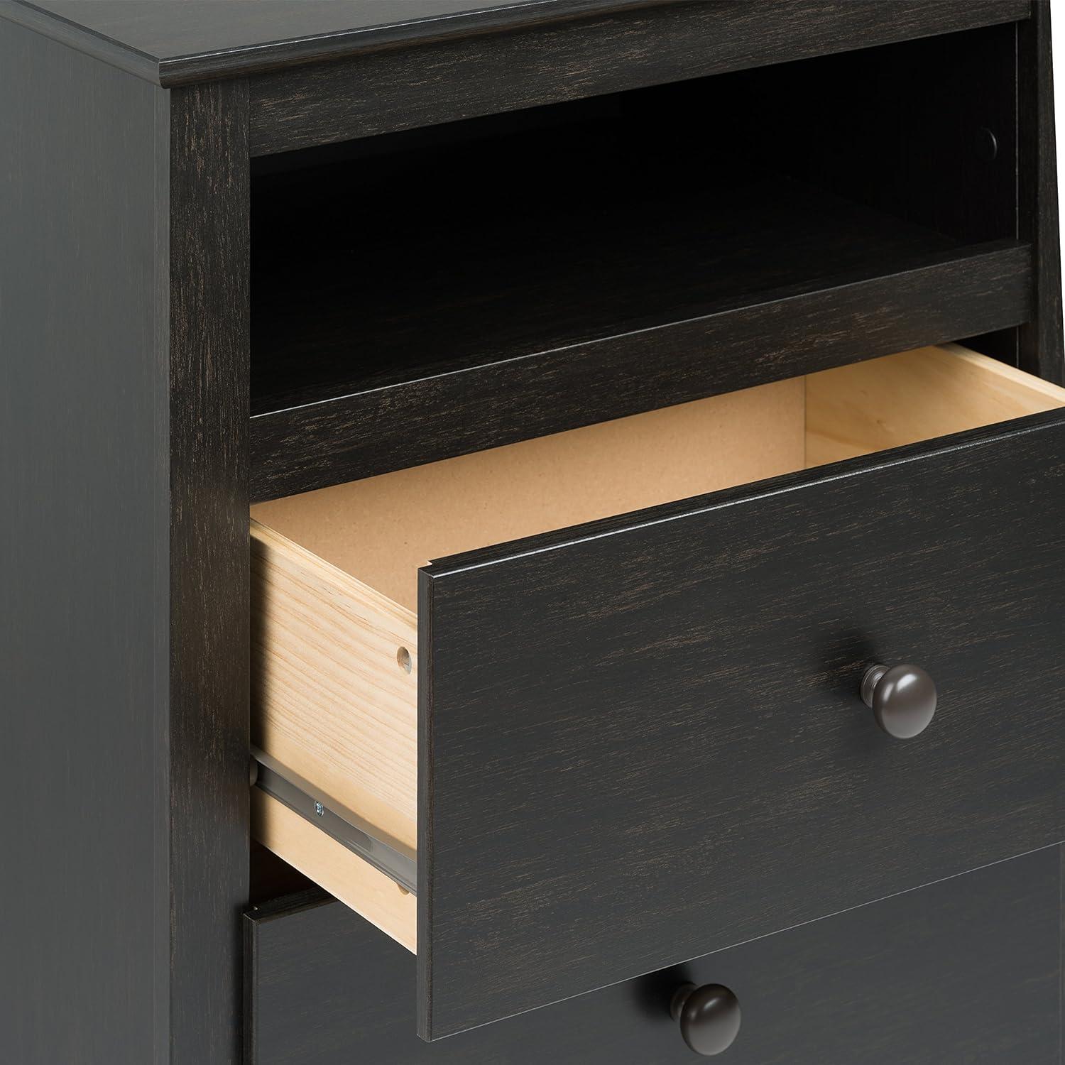 2 Drawer Nightstand Vintage Black - Prepac: Sonoma Collection, Open Shelf, Wood Composite, Bedroom Storage