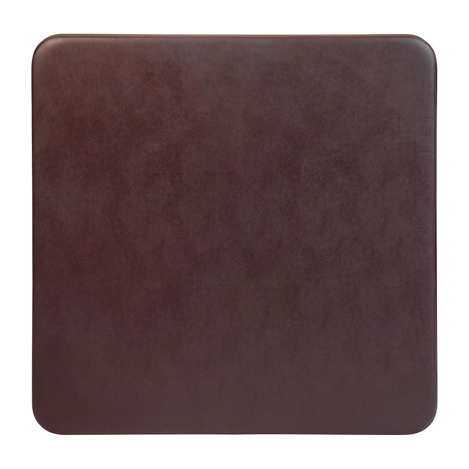 Emma and Oliver Brown Foldable Card Table with Vinyl Table Top - Game Table - Portable Table