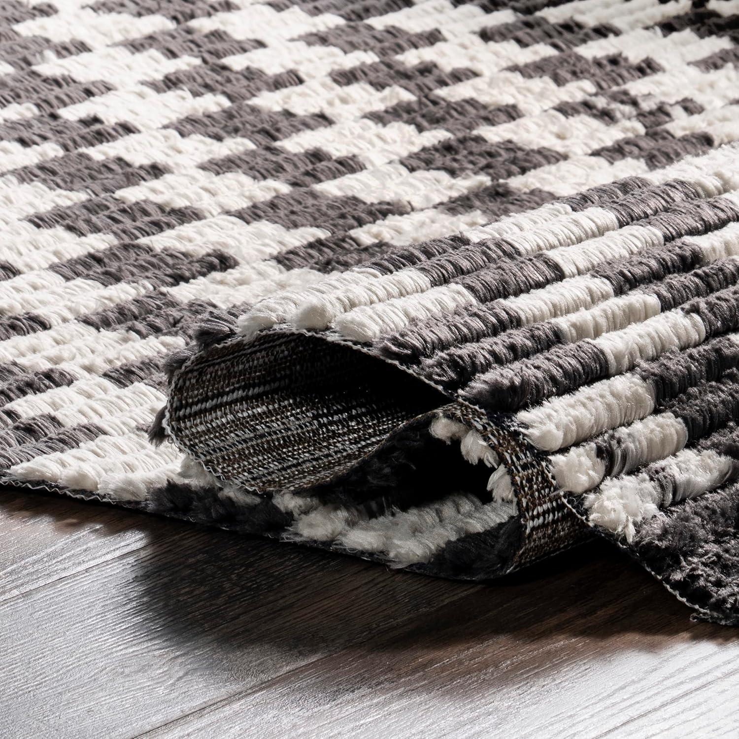 Nuloom Pania Geometric 4x6 Indoor Area Rug for Living Room Bedroom Dining Room Kitchen, Dark Grey