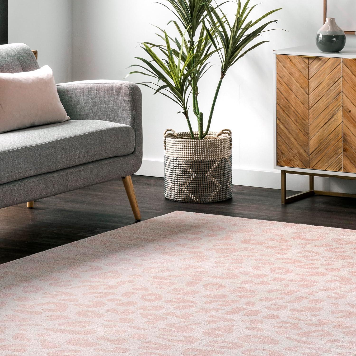 Nuloom Leopard Animal 9x12 Indoor Area Rug for Living Room Bedroom Dining Room Kitchen, Baby Pink/Ivory