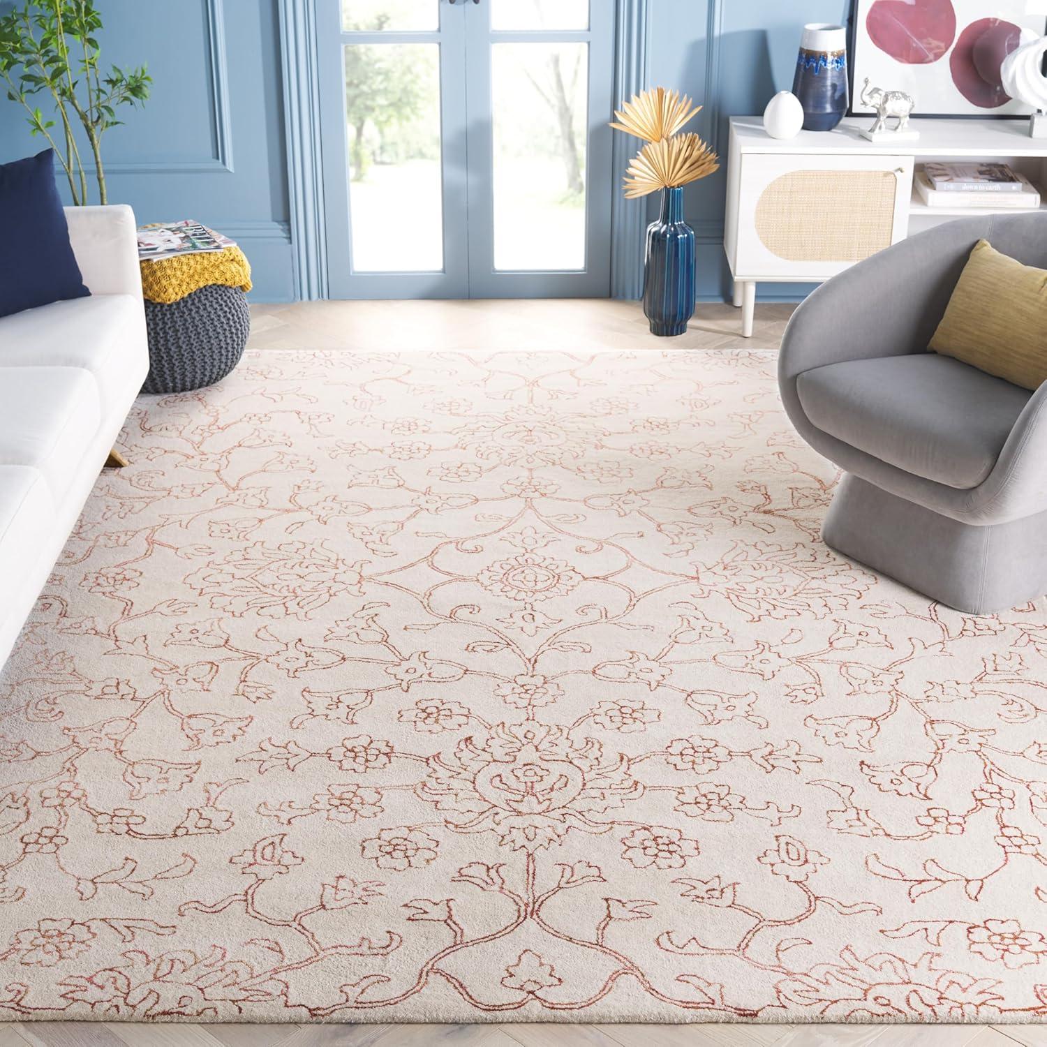 Jardin JAR730 Hand Tufted Area Rug - Ivory/Rust - 8'x10' - Safavieh.