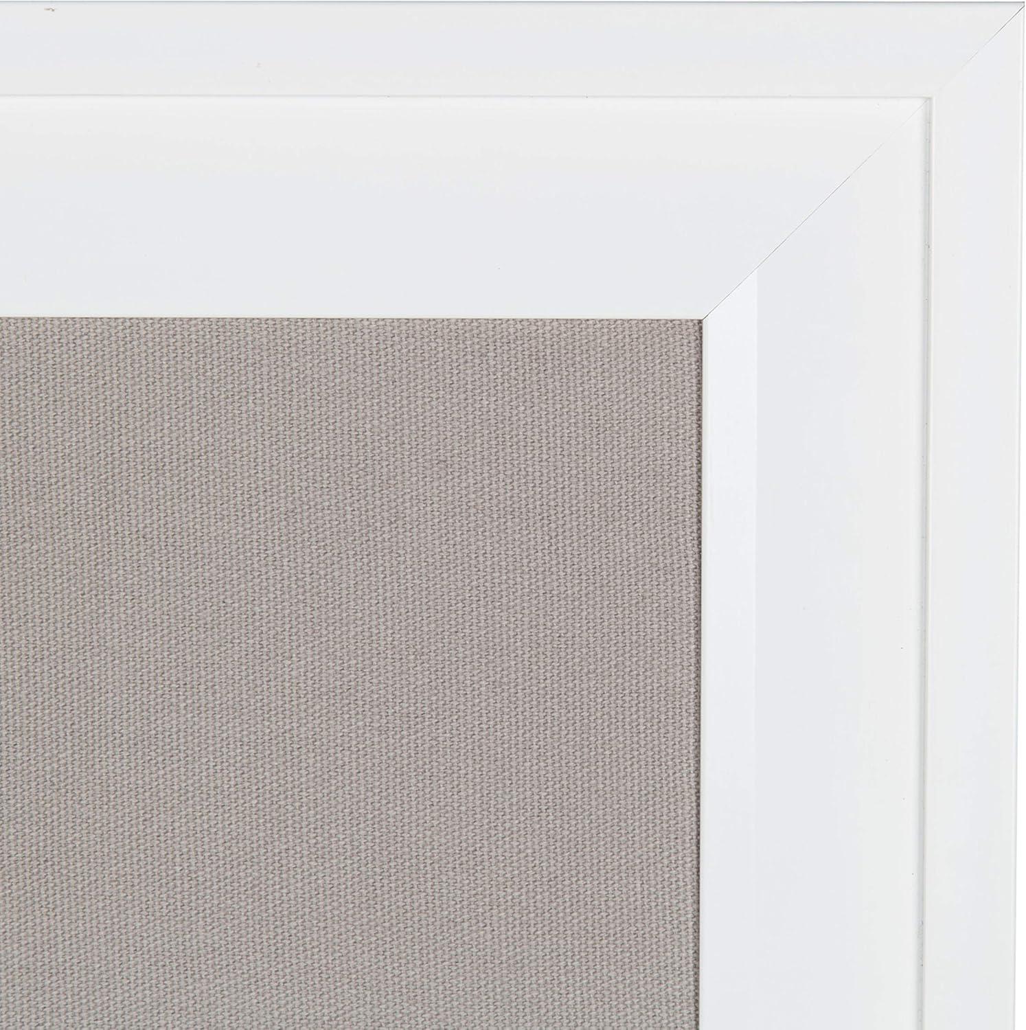 DesignOvation Bosc Framed Gray Linen Fabric Pinboard, 18.5x27.5, White