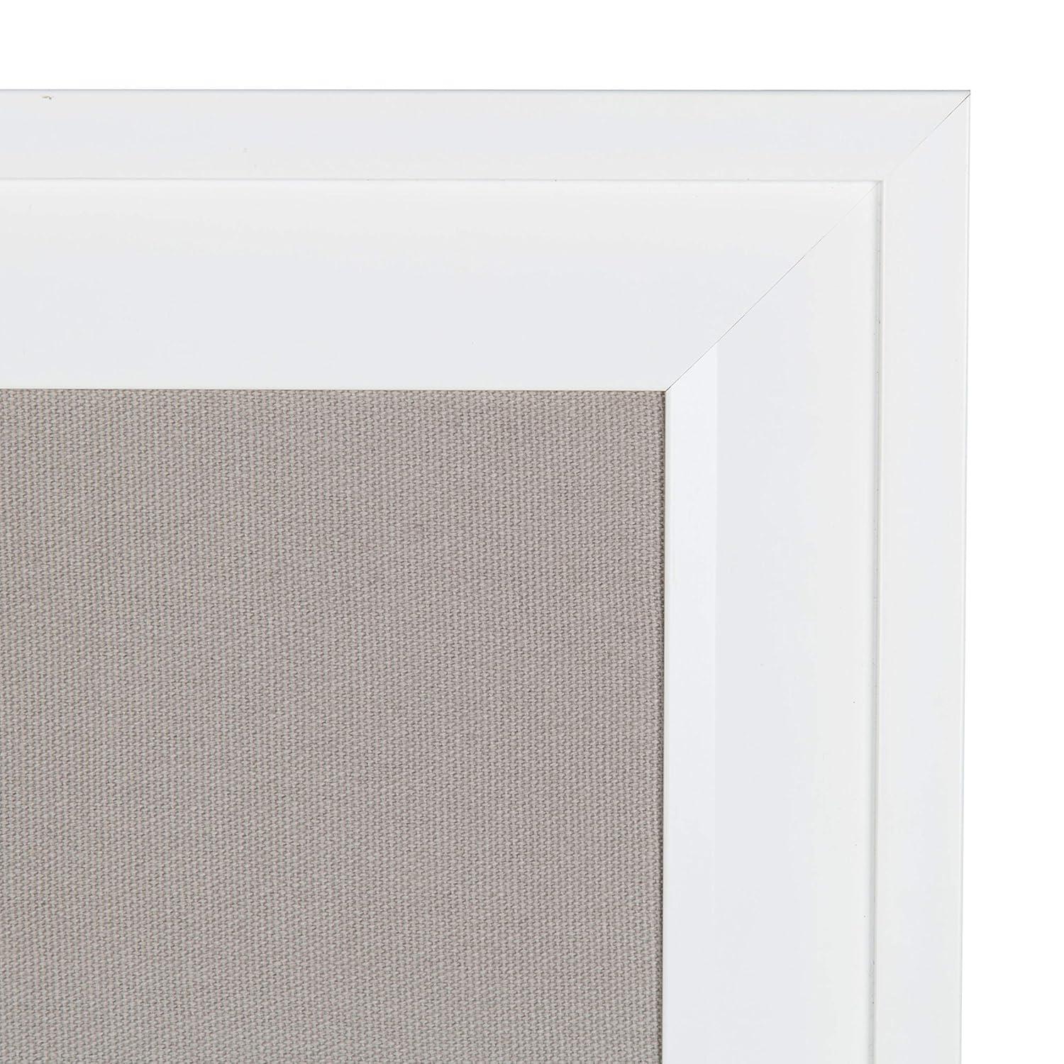DesignOvation Bosc Framed Gray Linen Fabric Pinboard, 18.5x27.5, White