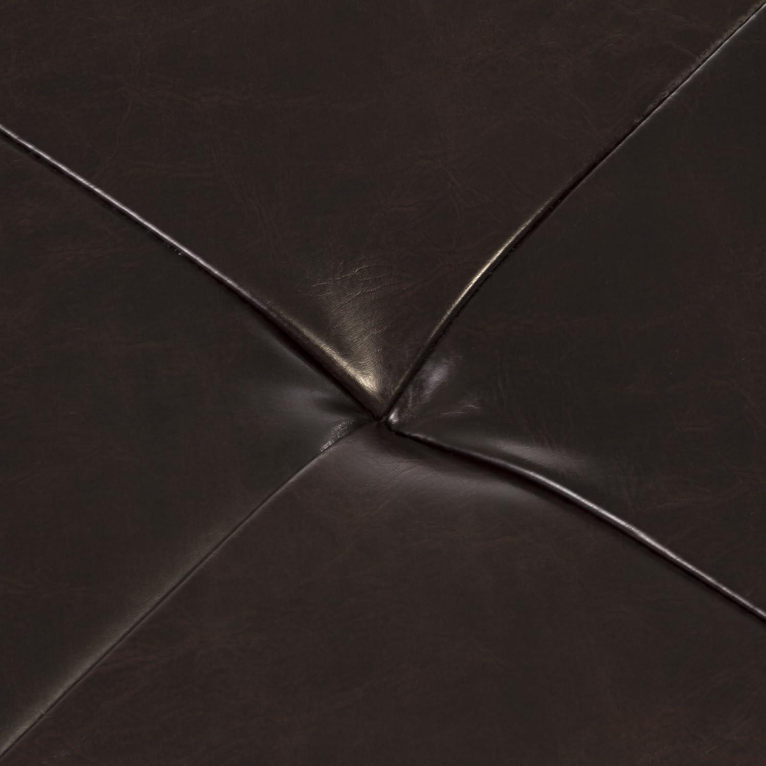 SUSIMOND Maxwell Bonded Leather Double Tray Ottoman, Brown , 38 x 19x 17inches