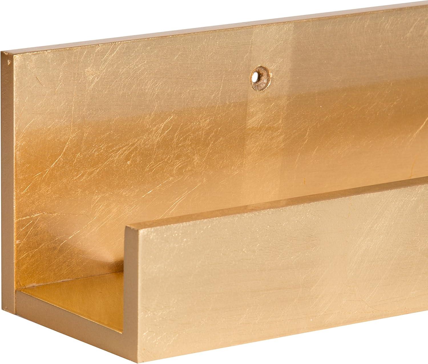 Kate and Laurel Rectangle Floating Shelves, 25.21" x 5.91", Gold