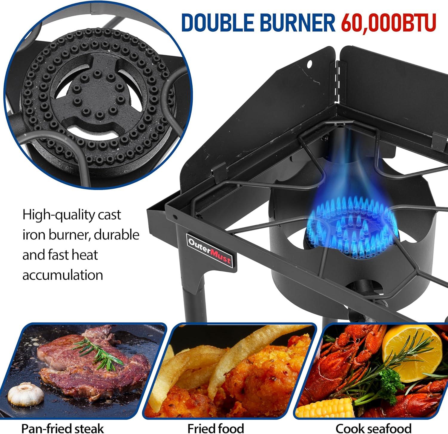 Black Double Burner Outdoor Propane Stove