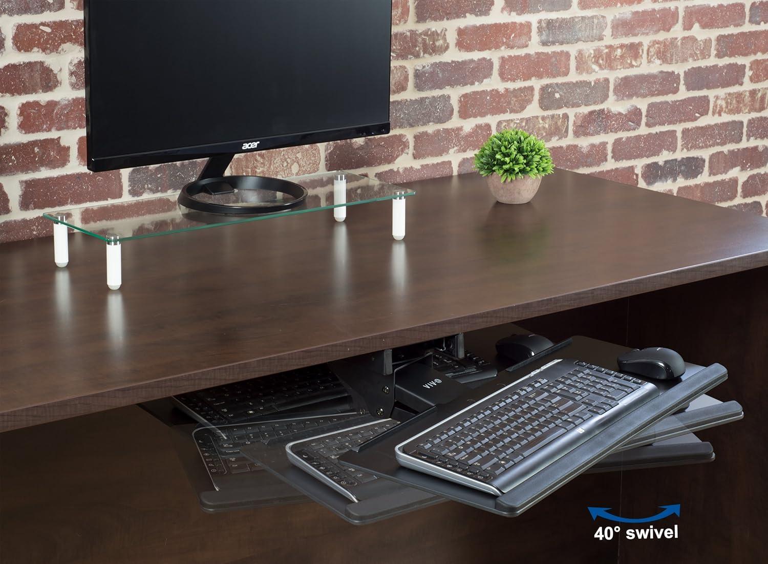 Black Adjustable Under Desk Keyboard Tray with Gel Padding