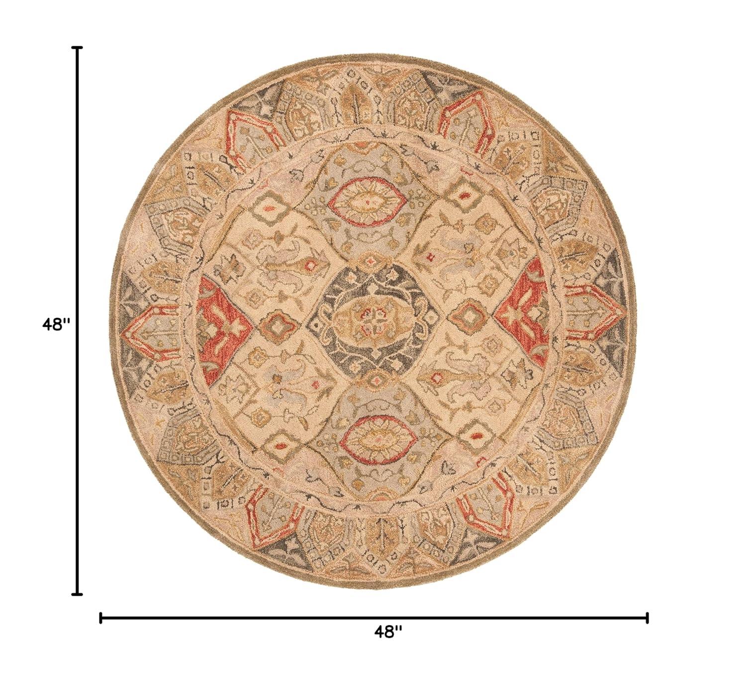 Anatolia AN530 Hand Tufted Area Rug  - Beige/Multi - 4' round - Safavieh.