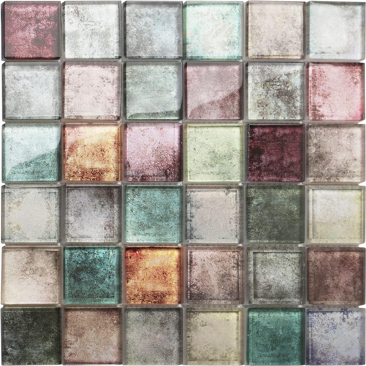 Antique 12" x 12" Glass Mosaic Wall Tile