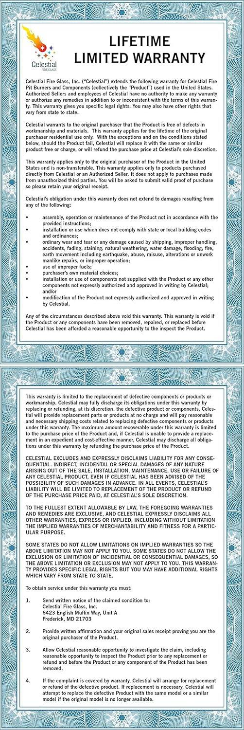 Celestial Fire Glass Rectangle Fire Pit Wind Guard