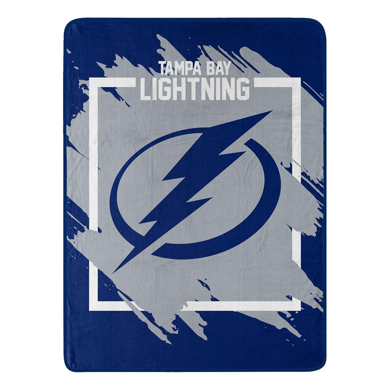 Tampa Bay Lightning Blue and Gray Micro Raschel Throw Blanket
