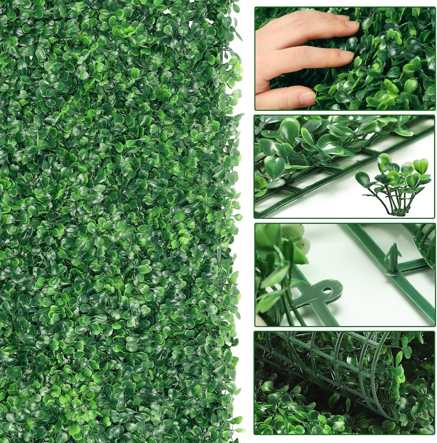 Primrue 12PCS 16" X 24" Artificial Boxwood Panels,Boxwood Hedge Wall Panels,Artificial Grass Backdrop Wall 1.6", Privacy Hedge Screen UV Protected For Outdoor Indoor Garden Fence Backyard