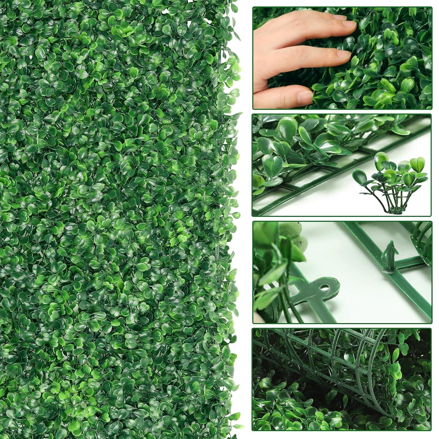 Primrue Primrue 12PCS 16" X 24" Artificial Boxwood Panels,Boxwood Hedge Wall Panels,Artificial Grass Backdrop Wall 1.6", Privacy Hedge Screen UV Protected For Outdoor Indoor Garden Fence Backyard