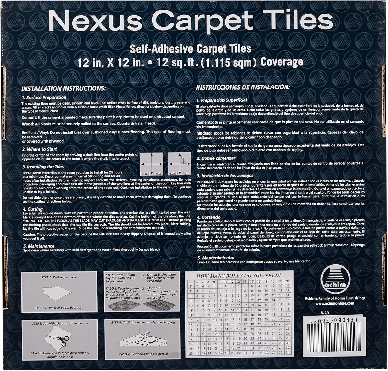 Nexus 12'' W x 12'' L Level Loop Adhesive, Peel & Stick Polyester Carpet Tile