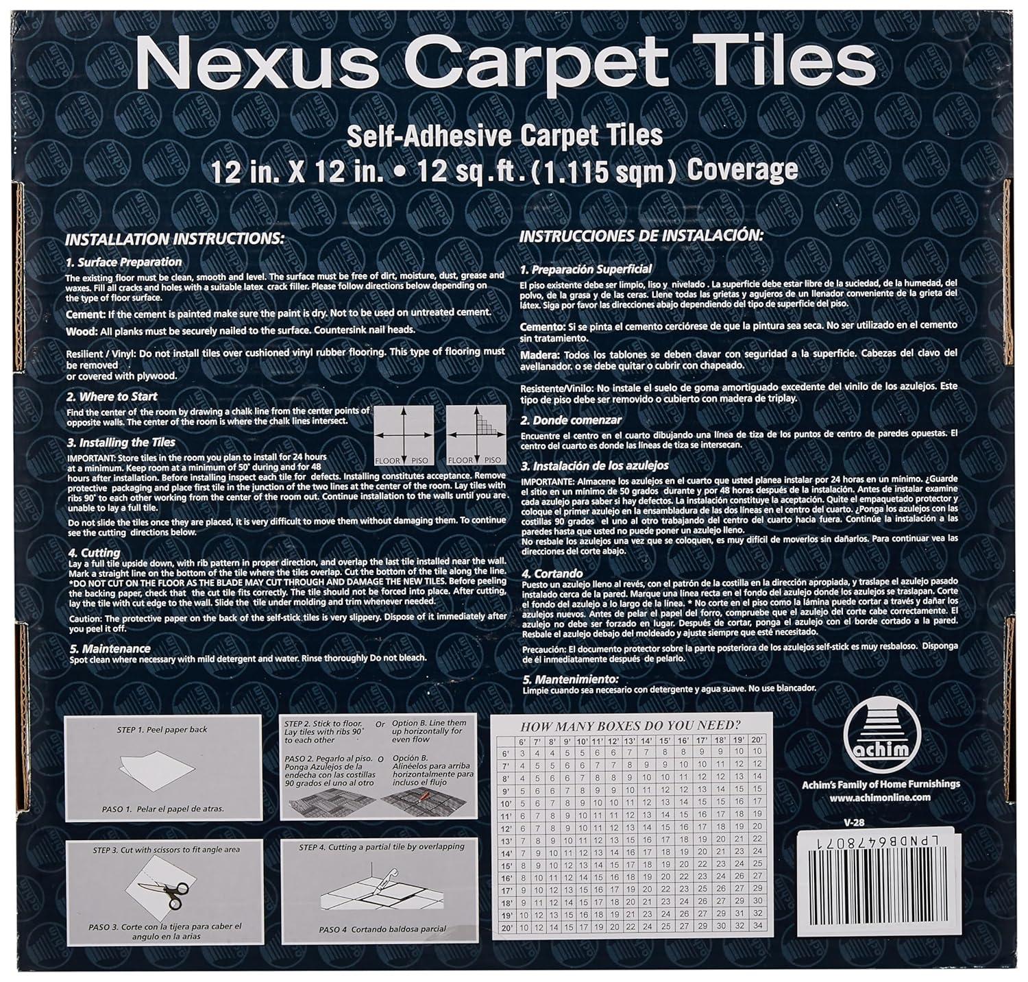 Achim Importing Co Nexus 12'' W x 12'' L Level Loop Adhesive, Peel & Stick Polyester Carpet Tile