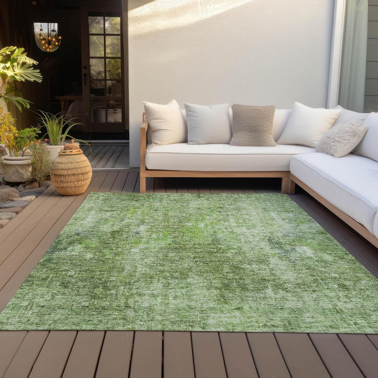 Addison Rugs Chantille Indoor/Outdoor Transitional Abstract Olive Washable Rectangle Rug, 2'6" x 3'10"