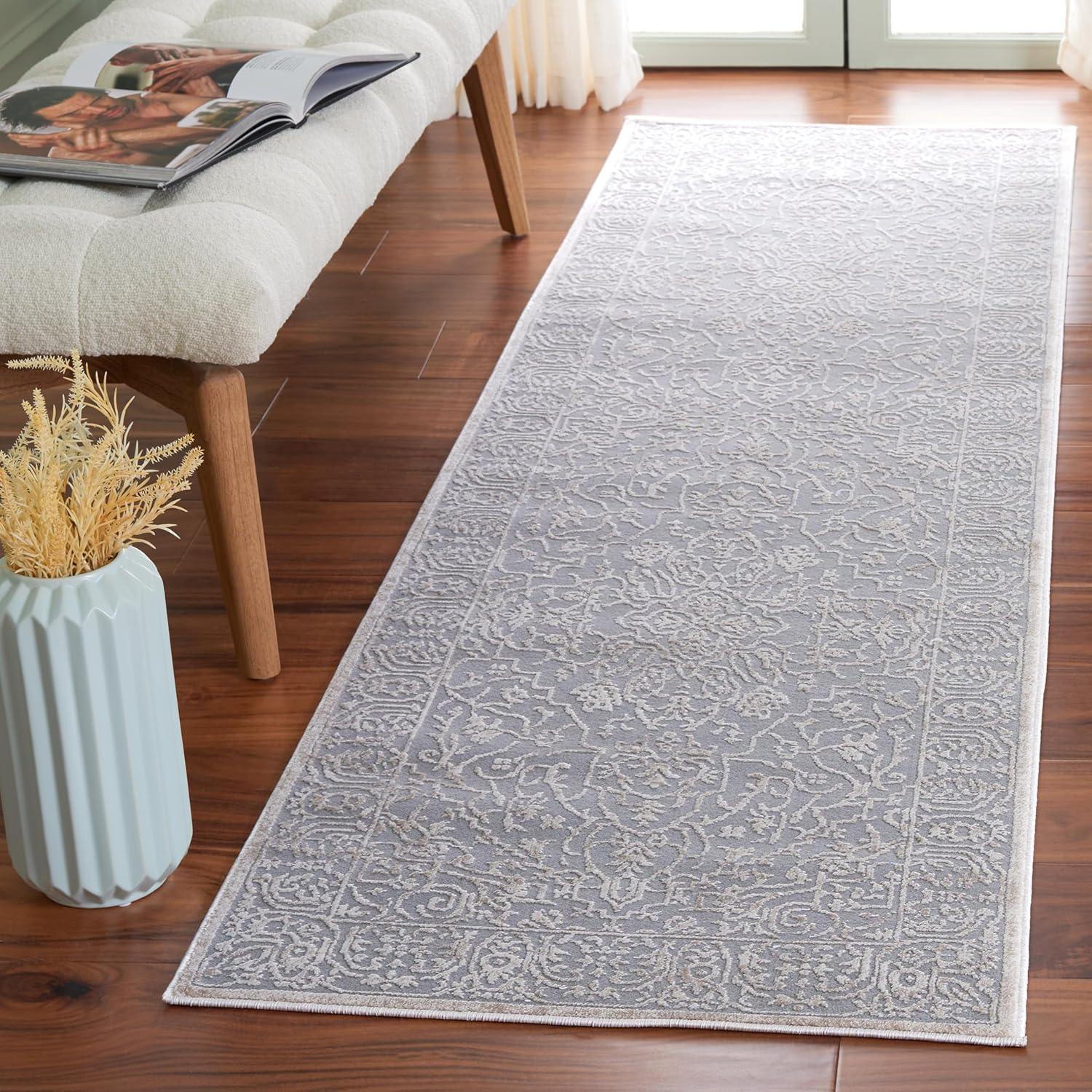 Reflection RFT670 Power Loomed Runner Rug - Light Grey/Cream - 2'3"x10' - Safavieh.