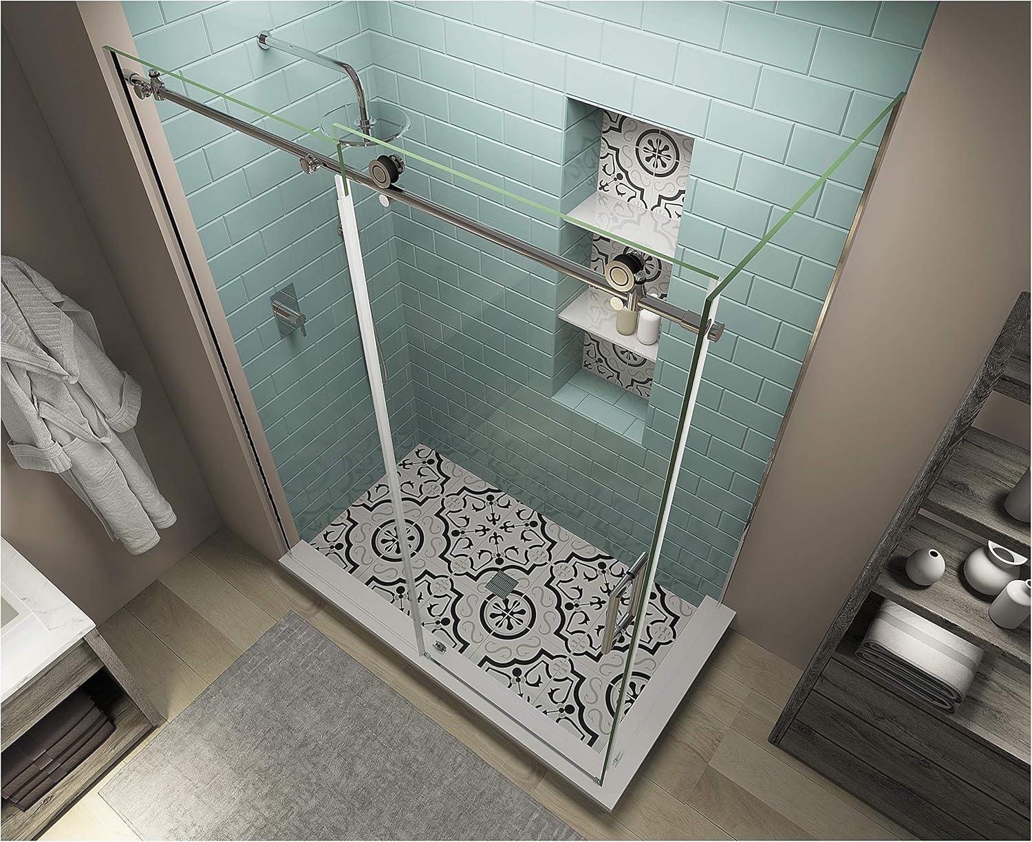 Coraline XL Frameless Chrome Sliding Shower Enclosure with Clear Glass