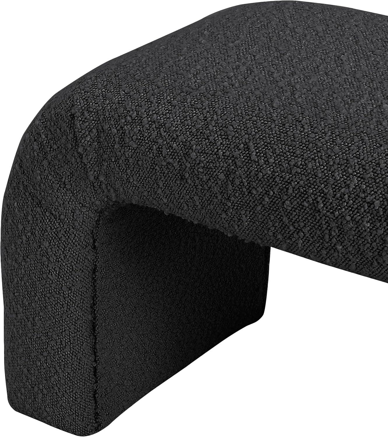 Meridian Furniture Niagara Black Boucle Fabric Bench