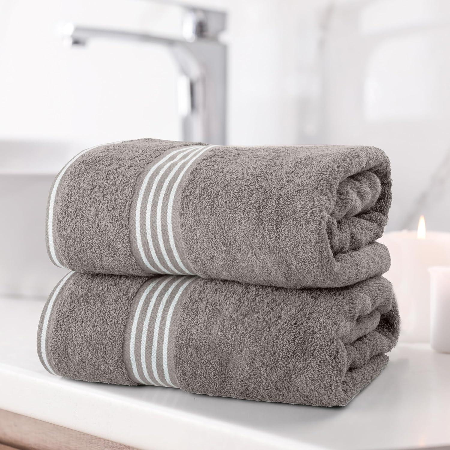 Lavish Home 35x70 Luxury Cotton Bath Towels, Gray