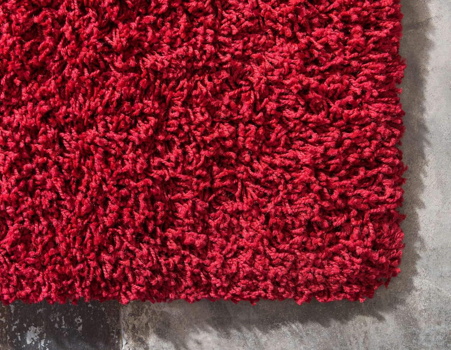 Unique Loom 4' 1 x 6' 1 Solid Shag Cherry Red Area Rug