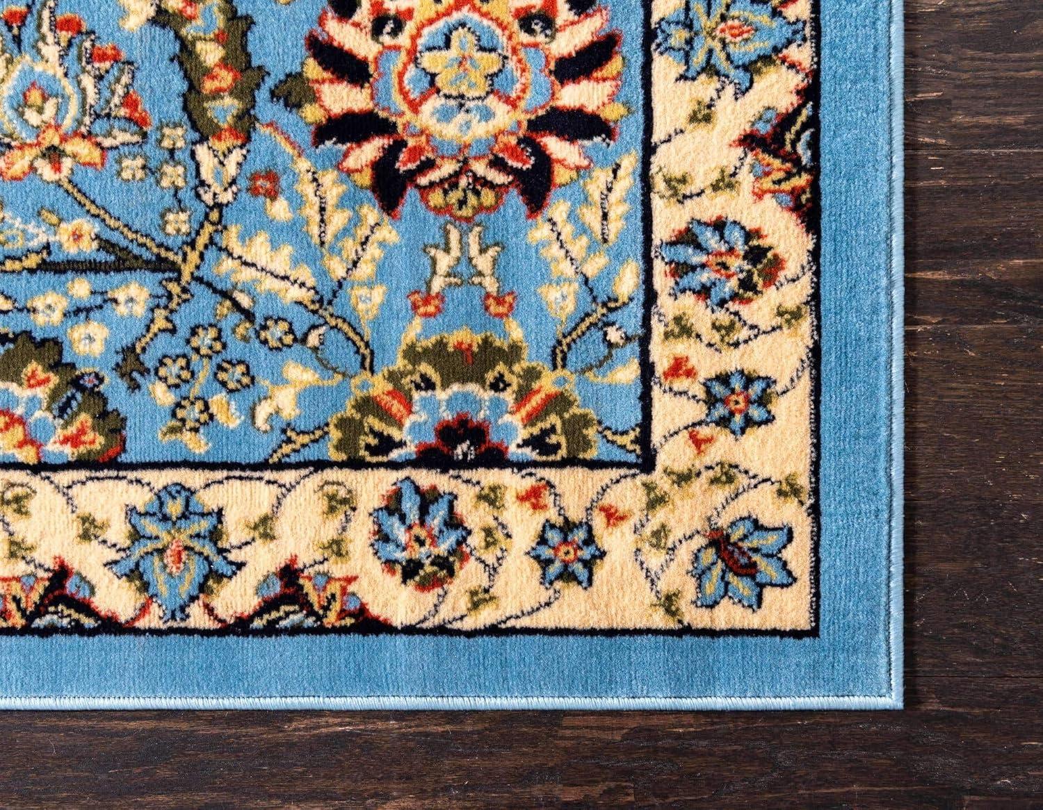 Unique Loom Cape Cod Espahan Rug Blue/Black 5' 3" x 8' Rectangle Floral Traditional Perfect For Living Room Bed Room Dining Room Office