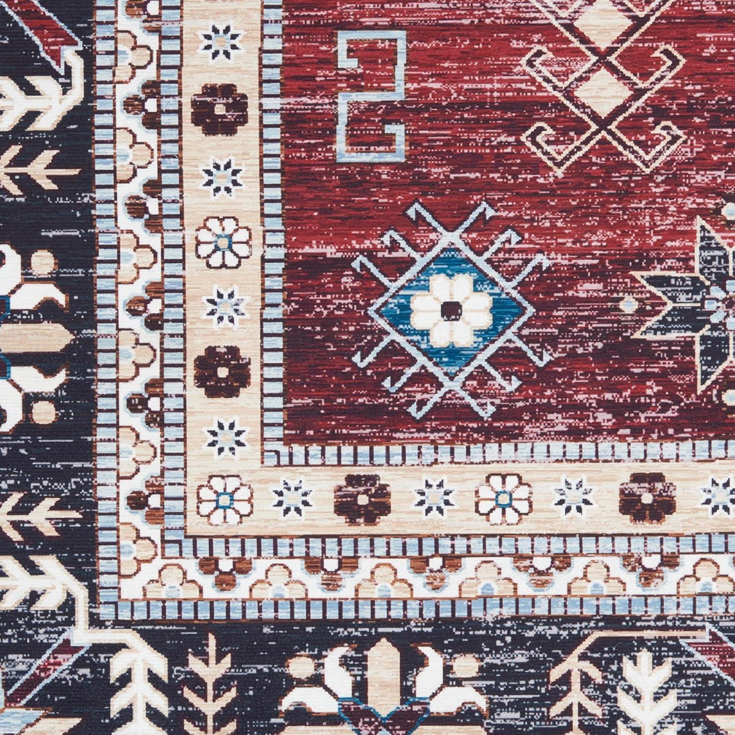 Nourison Fulton Vintage Medallion Non-Slip Flatwoven Indoor Rug Red 2'3" x 7'6"