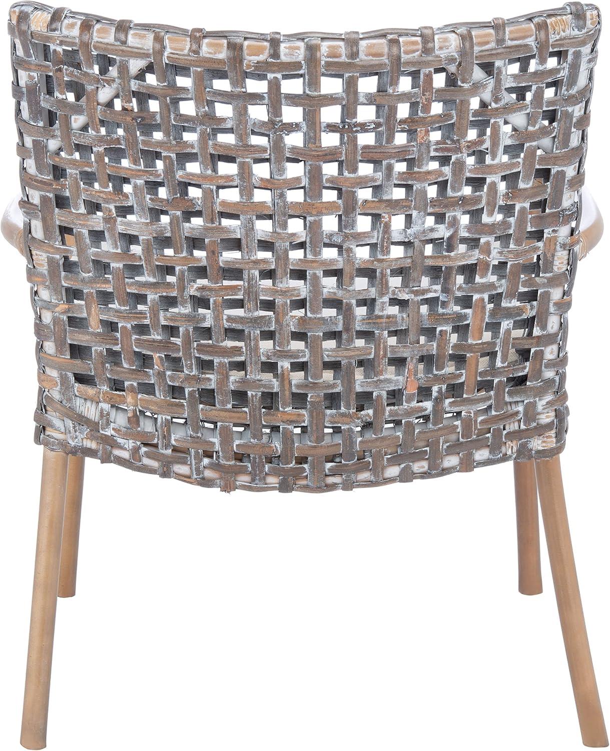 Collette Contemporary Rattan Accent Chair with Cushion, Natural White