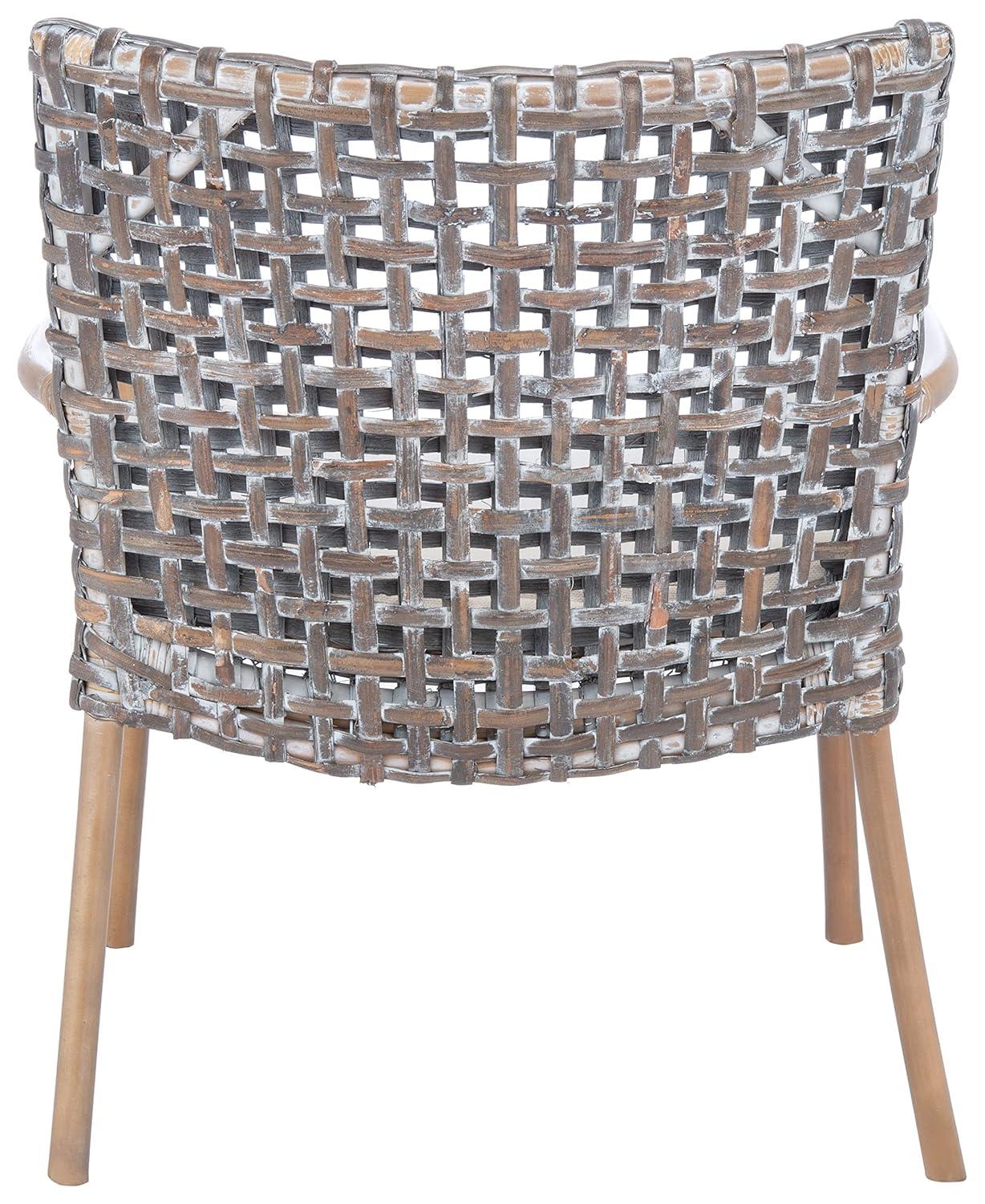 Collette Rattn Accent Chair W/ Cushion - ACH6515 - White/White Washed - Safavieh