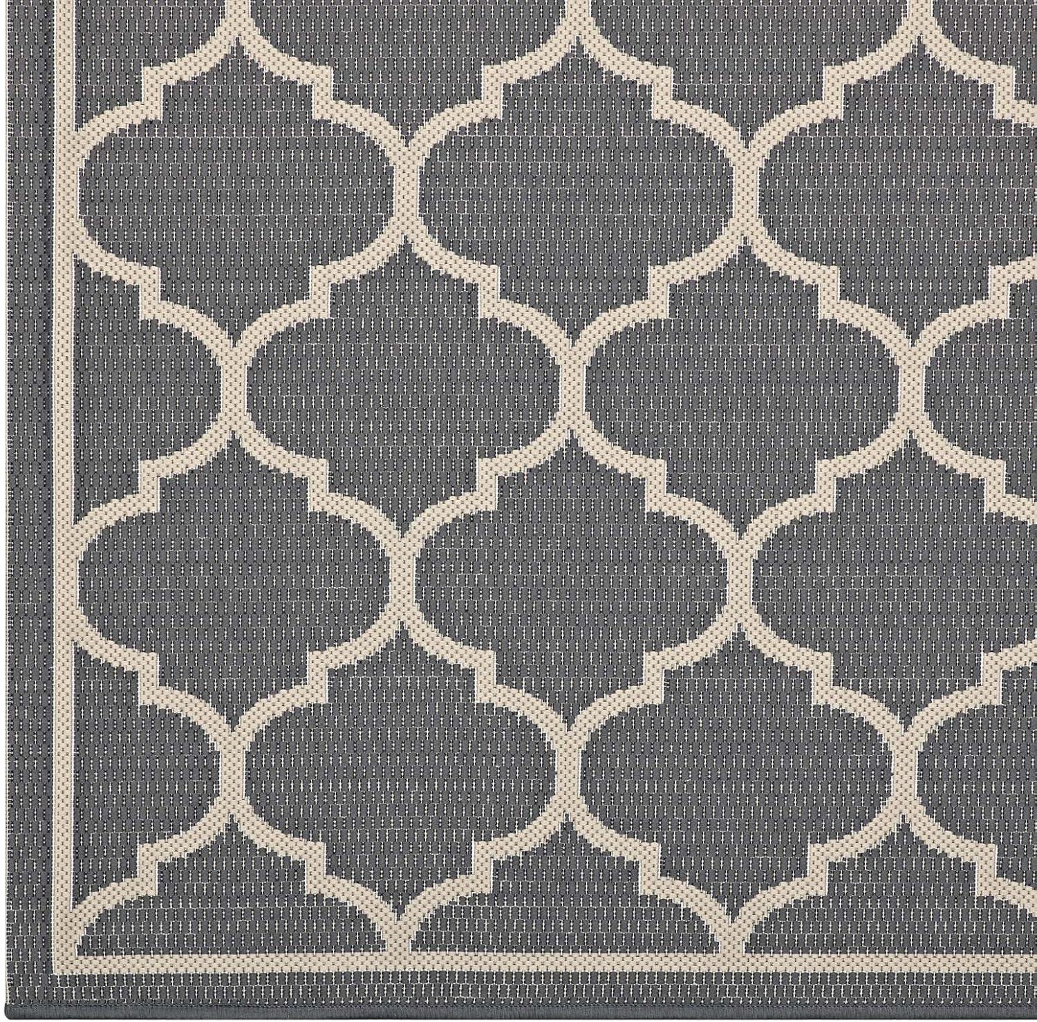 Avena 8' x 10' Gray and Beige Synthetic Trellis Area Rug