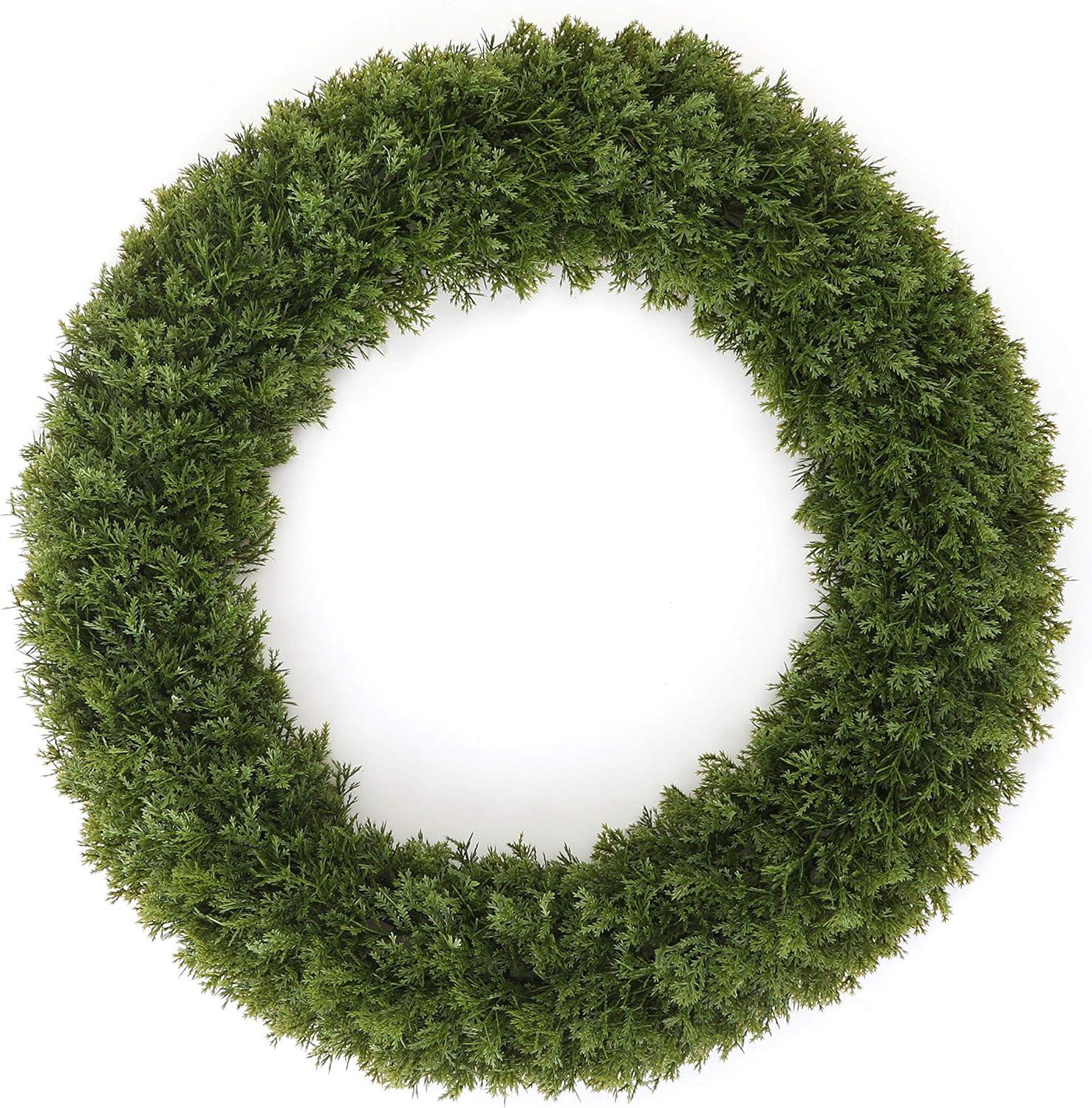 20.5" Green Cypress Front Door Wreath with Realistic Foliage