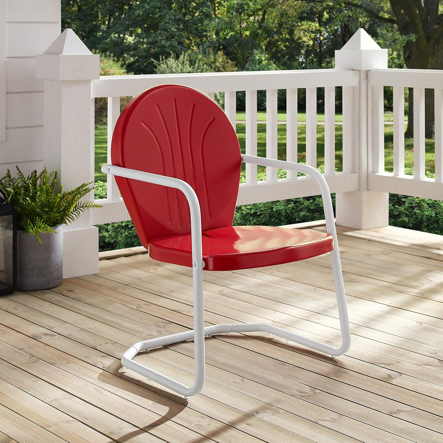 Crosley Furniture Griffith Metal Patio Chair in Bright Red Gloss