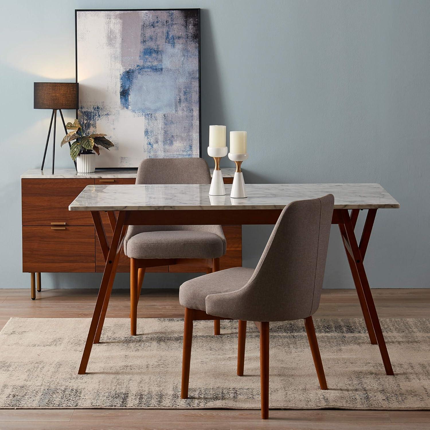 Ashton Rectangular Dining Table: Non-Extension, Trapezoid Base, Modern Style - Teamson Home