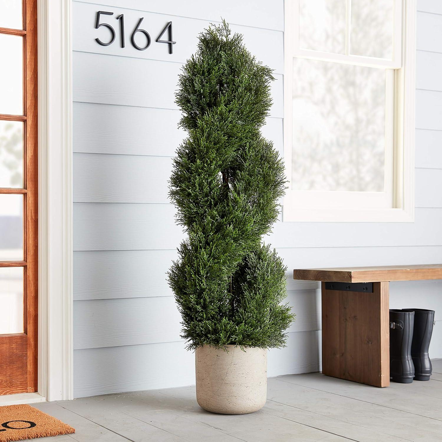 Nearly Natural Double Pond Cypress Spiral Topiary UV Resistant With 1036 Leaves